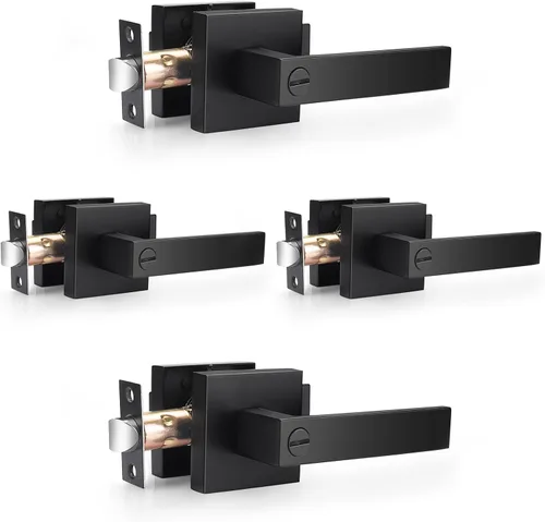 Miniatura 27 de Probrico Palanca de Puerta de Cama y Baño Negro Mate Servicio Pesado Manija de Puerta de Privacidad, Cerradura de Puerta Sin Llave Interior Baño