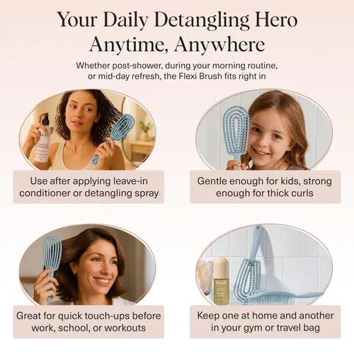 Miniatura 6 de Kitsch Cepillo desenredante para cabello Flexi Flow para mujeres, hombres y niños Cepillos desenredantes para cabello rizado con marco flexible