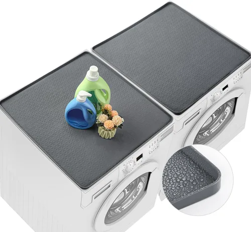 2 fundas para lavadora y secadora para la parte superior de silicona de 25.6 x 25.6 pulgadas, impermeable, cubierta de encimera, cubierta Gris