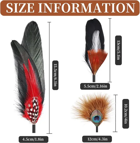 Miniatura 2 de 12 plumas para sombrero, plumas naturales surtidas para sombreros, coloridos pines de plumas reales para manualidades, sombreros de vaquero