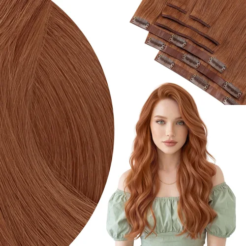 Miniatura 54 de Ve Sunny Extensiones de cabello clip-in de cabello humano real con reflejos, extensiones de cabello con clip para cabello corto, marrón oscuro