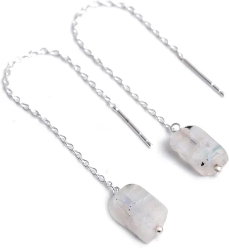 Miniatura 3 de Aretes de hilo enhebrados de plata esterlina 925 naturales y en bruto, aretes con gemas para mujer, joyería hecha a mano, regalo para ella
