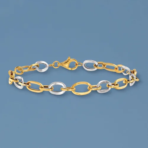 Miniatura 3 de Ross-Simons 14kt 2-Tone Oval-Link Bracelet