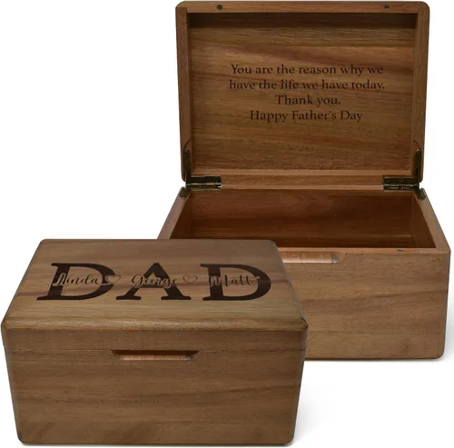 Miniatura 41 de Caja de madera grabada personalizada grande – Caja de recuerdo de madera de acacia con mensaje oculto personalizado, cajas de memoria de nogal