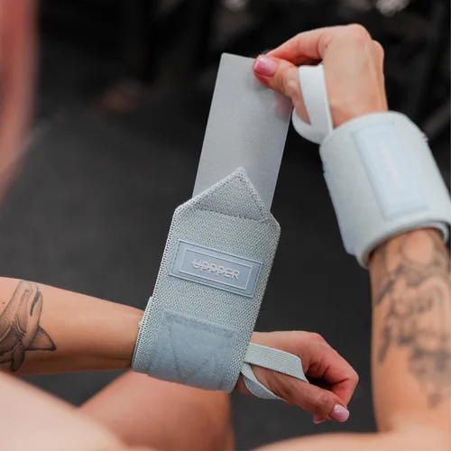 Miniatura 4 de UPPPER Muñequeras para levantamiento de pesas, soporte de muñeca de 19 pulgadas con lazo para el pulgar para prensa de banco, levantamiento de Azul