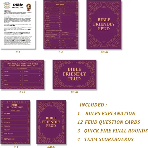 Miniatura 3 de BISC006 - Suministros de juego de feud amigable con la Biblia para adultos y adolescentes, concurso de feudo, disputa familiar de la iglesia