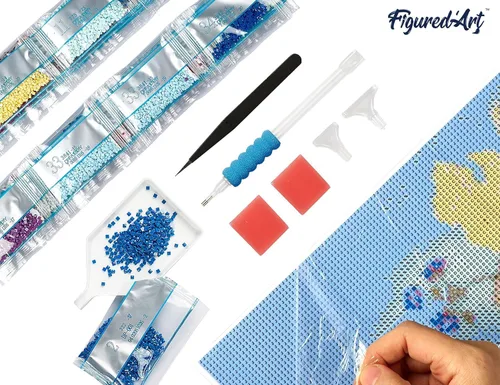 Miniatura 5 de Figured'Art Kit de arte de pintura de diamantes para adultos de 16 x 20 pulgadas con marco, taladro cuadrado completo 5D, el árbol de la mujer