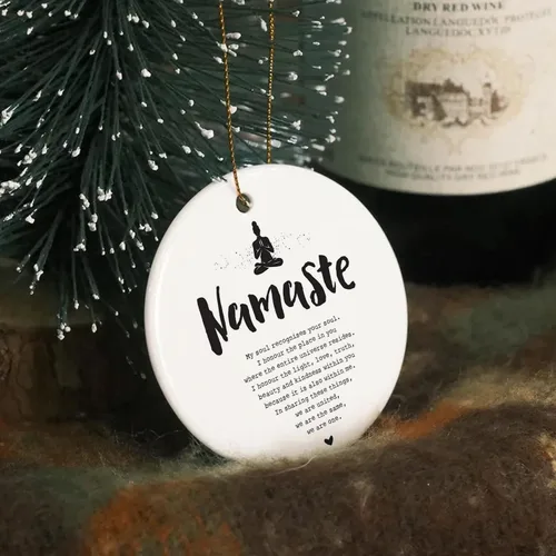 Miniatura 4 de Adornos de Árbol de Navidad de Cerámica Namaste - Decoración para Habitación de Yoga y Meditación, Adornos Colgantes para Regalos de Navidad