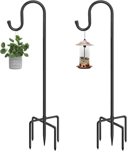 Miniatura 15 de ANIDEER Ganchos de pastor de 48 pulgadas para exteriores, poste de comedero de pájaros de jardín resistente para colgar comederos de pájaros, cestas