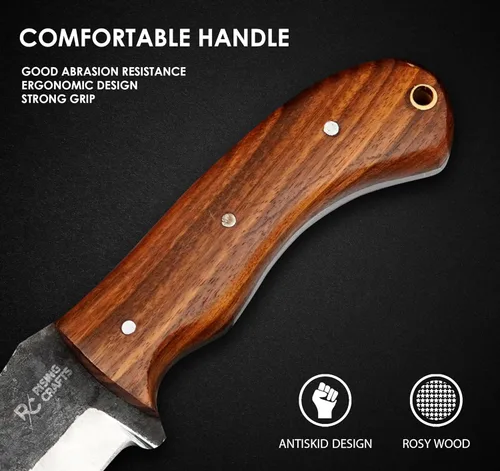 Miniatura 5 de Cuchillo de seguimiento de 8.5 pulgadas, hoja fija, supervivencia, caza, espiga completa, cuchillo táctico, hecho a mano, acero de alto carbono