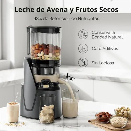Miniatura 10 de EanOruus Máquinas exprimidoras 3 en 1 de prensa en frío con canal extra grande de 6.5 pulgadas, gran capacidad de 100 onzas, motor de CA, hace jugo