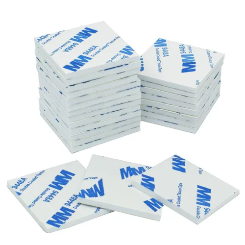 100 almohadillas adhesivas de doble cara, almohadillas de espuma adhesivas superadhesivas | 1.024 x 1.024 x 0.079 in de montaje adhesivo | cuadrado,