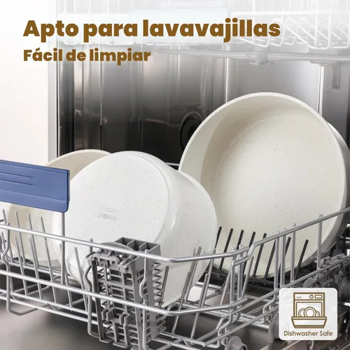 Miniatura 5 de SENSARTE Juego de 24 piezas de ollas y sartenes, antiadherentes con mango desmontable, utensilios de cocina de inducción con mango extraíble, Blanco