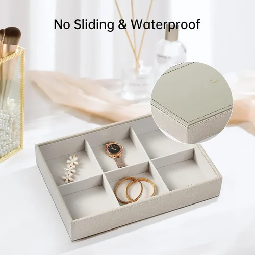 Miniatura 7 de VEE&CO. Bandeja apilable de joyería para cajón, organizador de joyas de alta capacidad, soporte para collar y aretes, regalo para mujeres y niñas, 3