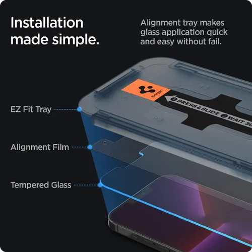 Miniatura 3 de Spigen Protector de pantalla de vidrio templado diseñado para iPhone 14 Plus/iPhone 13 Pro Max (paquete de 2)