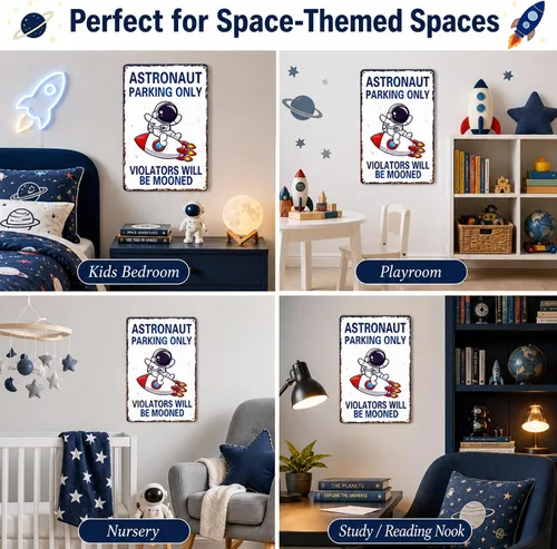 Miniatura 6 de Perfect Space Gifts for Kids - Letrero de estacionamiento de astronautas - Decoración temática del espacio exterior para habitación de niños