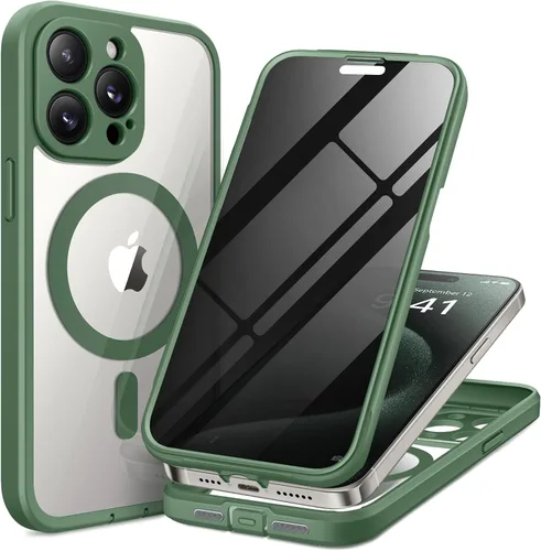Miniatura 24 de TIESZEN Funda para iPhone 15, compatible con MagSafe, protector de pantalla de privacidad integrado y protección de cámara, antiespía, cuerpo