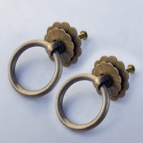 Miniatura 2 de 4 tiradores de anillo de latón antiguo con manija para armarios de cocina, armario, cajón, muebles vintage, anillo de tracción de estilo vintage