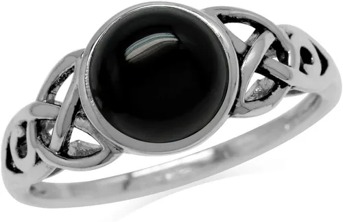 Silvershake Anillo solitario de plata de ley 925 chapada en oro amarillo de 0.315 in con piedras preciosas de forma redonda con nudo celta triquetra