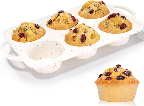 Miniatura 23 de CAKETIME Molde para mini muffins, molde para mini cupcakes con marco reforzado de metal, moldes para muffins de silicona antiadherentes con asa