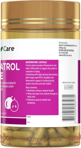 Miniatura 4 de Healthy Care Resveratrol Capsule - 180 Cápsulas