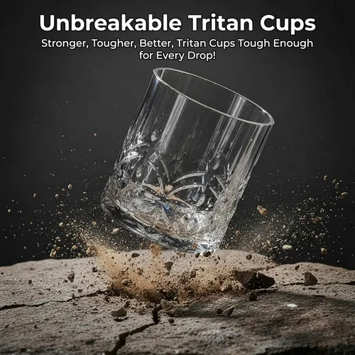 Miniatura 3 de BELLAFORTE Juego de 4 vasos de whisky de plástico Tritan de 13 onzas, vasos de vino irrompibles de corte de cristal inastillables para cócteles