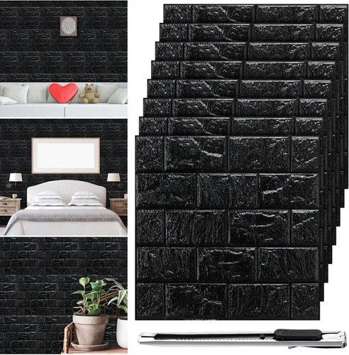 Miniatura 10 de Tinlade 30 piezas 28.81 pies cuadrados Paneles de pared 3D para despegar y pegar, papel tapiz de ladrillo de espuma autoadhesivo, paneles de pared