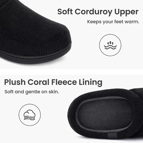 Miniatura 3 de RockDove Pantuflas de pana Ribco para hombre con espuma viscoelástica y suela interior y exterior