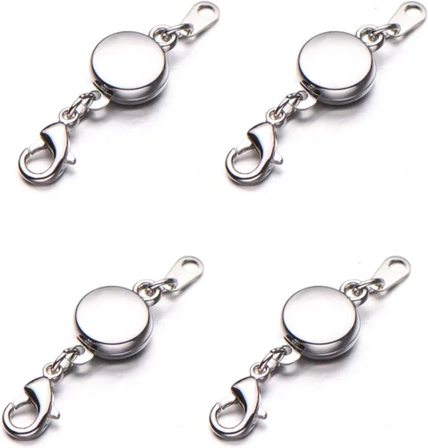 Zpsolution Cierre Magnético de Bloqueo para Joyería, Cierres Magnéticos para Collares y Pulseras, Extensor de Cadena para Hacer Joyería Redondo 4pcs