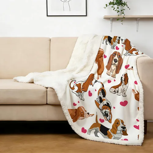 Miniatura 24 de BlessLiving Golden Retriever - Manta con patrones densos de perros, manta de forro polar Sherpa para sofá cama, manta suave y acogedora