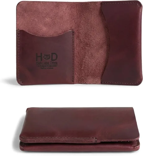 Miniatura 5 de Hide & Drink, Tarjetero plegable hecho a mano de cuero de grano completo, almacenamiento de tarjetas de crédito, organizador de dinero, caja