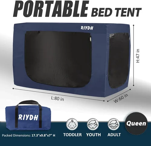 Miniatura 5 de RIYDH Tienda de Cama Twin XL Tienda de Dosel para Cama - Tienda de Ensueño Portátil para Niños y Adultos Tiendas de Dormir Interior 93%