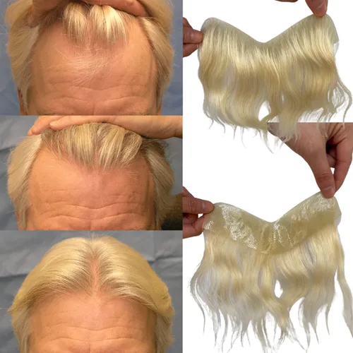 Miniatura 10 de Voloria Tupé de cabello humano 100 % de piel sintética para hombre, peluca frontal para retroceso, sistemas de reemplazo de línea capilar natural