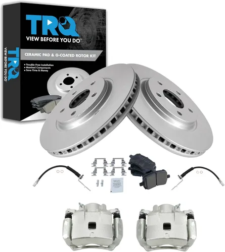Miniatura 9 de TRQ Kit de pastillas de freno y rotor de cerámica delantera compatible con Chevrolet Malibu 2016