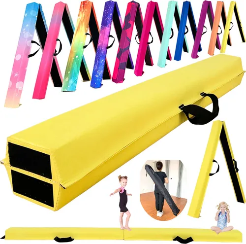 Miniatura 19 de MARFULA Viga de Gimnasia Plegable de 6 PIES / 8 PIES / 9 PIES Viga de Equilibrio de Espuma para Suelo - Extra Firme - Cubierta de Gamuza - Parte