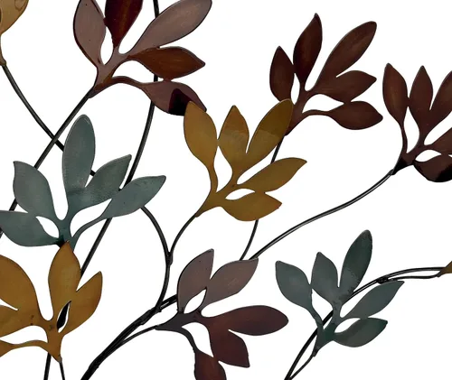 Miniatura 2 de Deco 79 Escultura de pared de árbol de metal para decoración de pared con detalle de hojas, arte de pared 47 x 2 x 42 pulgadas, multicolor