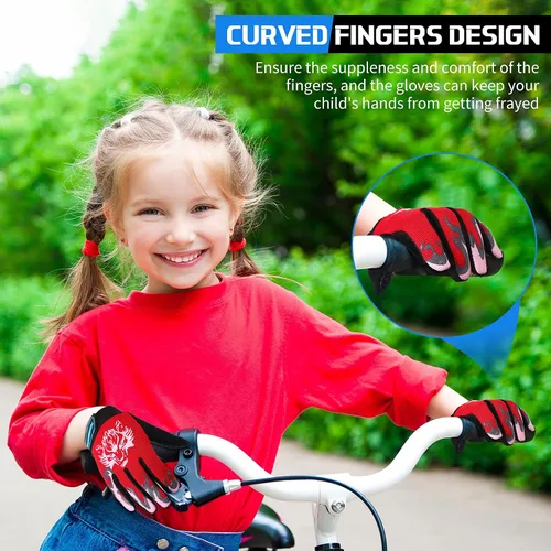 Miniatura 5 de 4 pares de guantes de ciclismo para niños y niñas y jóvenes guantes de bicicleta de montaña guantes deportivos cálidos para niños guantes de pesca