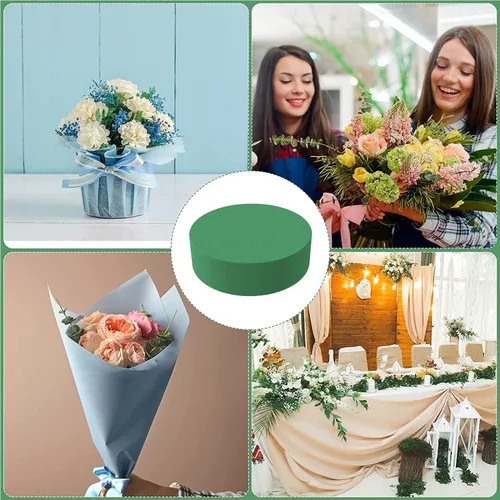Miniatura 4 de 6 bloques de espuma floral de 4.5 pulgadas, grandes bloques de espuma floral seca redonda de espuma para flores artificiales, flores de pasillo