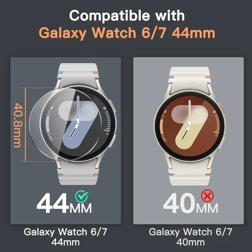 Miniatura 2 de JETech Protector de pantalla para Samsung Galaxy Watch 7/6 de 1.732 in (protector de pantalla de solo 1.606 in), vidrio templado antiarañazos