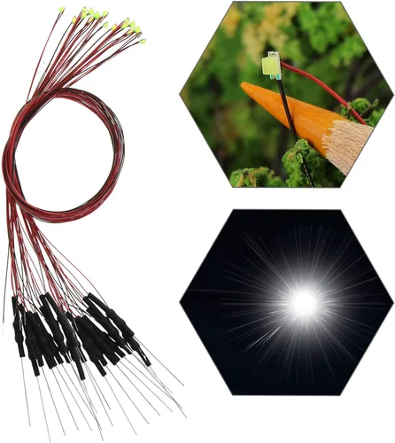 Miniatura 11 de L0603B 20pcs pre-cableado SMD LED 0603 Bule Diodo emisor de luz 12V Micro Litz Cable Cable Longitud 7.8 pulgadas (7.9 in) para DIY Manual