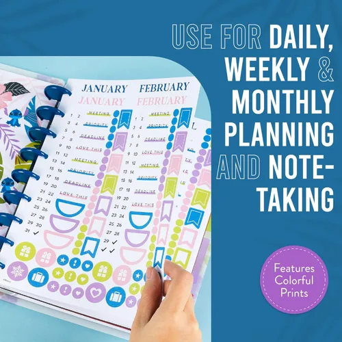 Miniatura 6 de Happy Planner - Agenda Disney Aloha Stitch, planificador de cuaderno Lilo and Stitch para la escuela y el trabajo, sin fechas, diario y mensual