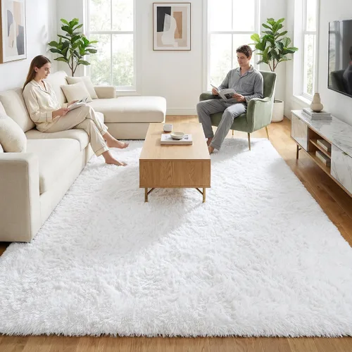 Miniatura 155 de Merelax Alfombra Moderna Suave y Esponjosa Shaggy para Dormitorio Sala de Estar Decoración de Sillas Pequeñas Alfombras Tapetes para Pies Piso, Verde