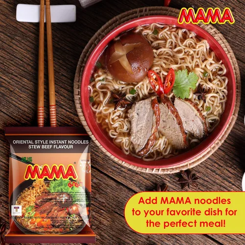 Miniatura 3 de MAMA Noodles Beef Stew Instant Spicy Fideos con deliciosos sabores tailandeses, fideos picantes y picantes, sin grasas trans con menos calorías que