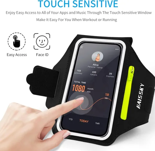 Miniatura 3 de Brazalete para teléfono celular con bolsillo con cremallera, soporte para iPhone 16 Pro Max/15/14 Pro Max/13/12/11 Pro Max/XS/XR, Galaxy S20 S10