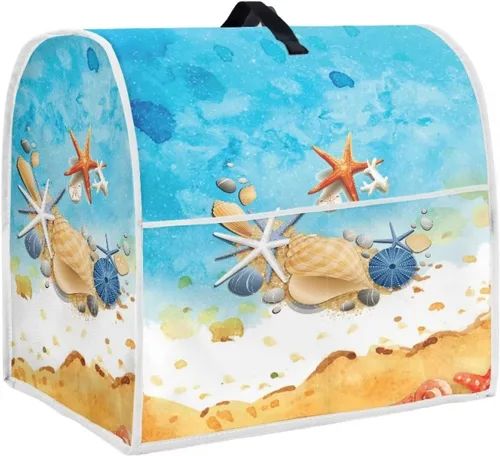 Blue Beach - Funda para batidora de cocina estilo playa, con bolsillos, para cabezal inclinable de 5 cuartos de galón, accesorios y accesorios de