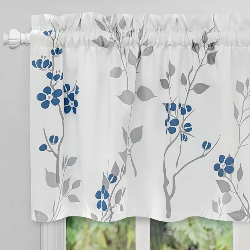 Miniatura 36 de Beauoop Cortinas Florales 100% Opacas de 54 Pulgadas de Largo, 2 Paneles para Dormitorio, Sala de Estar, Azul Gris y Blanco con Patrón de Flores