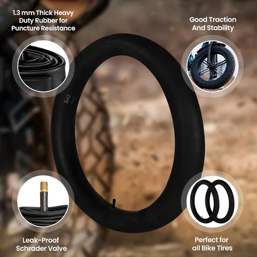 Miniatura 7 de HEB - Tubo de bicicleta de servicio pesado para neumáticos Ebike - Tubo interior resistente a pinchazos para neumático de bicicleta de 20 x 4 / 26 x