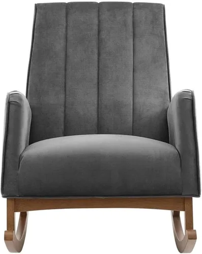 Miniatura 4 de Modway Sway Channel - Mecedora de terciopelo copetudo en color gris