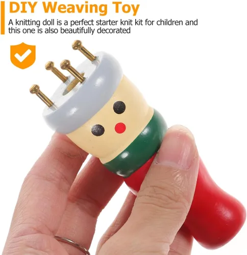 Miniatura 2 de EXCEART Muñeca de tejer de madera con aguja DIY hilo de lana carrete de tejer para manualidades trenzadas, herramienta de punto de madera de mano