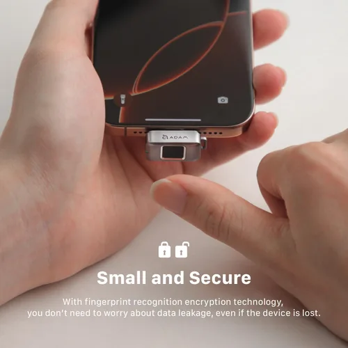 Miniatura 6 de ADAM elements SSD Flash Drive - iKlips S USB-C Nano Touch Fingerprint SSD de 256 GB para iPhone Serie 15/16/17